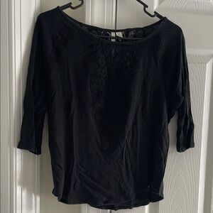 LC Lauren Conrad Elegant Black Lace Top